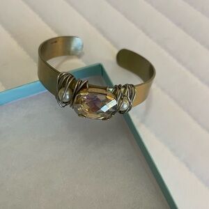 Elegant Gold Cuff Bracelet with Crystal Accent